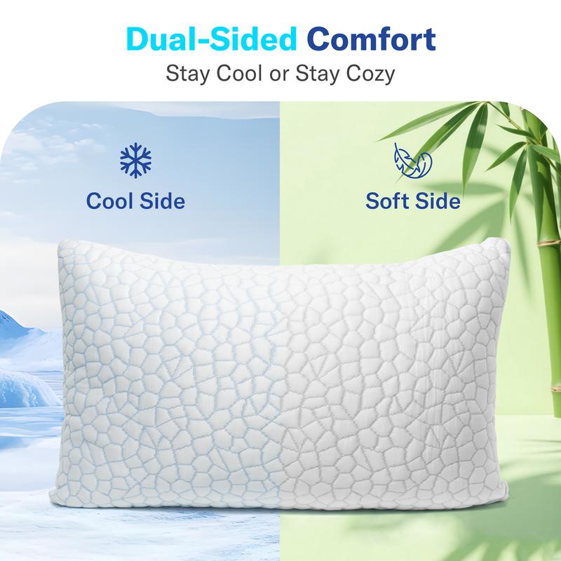 Alcedo Cooling Pillow – Adjustable Shredded Memory Foam Pillow with Cooling-to-the-Touch Fabric, Dual-Sided Comfort & Breathable Support Alcedo Cooling Pillow – Adjustable Shredded Memory Foam Pillow with Cooling-to-the-Touch Fabric, Dual-Sided Comfort & Breathable Support