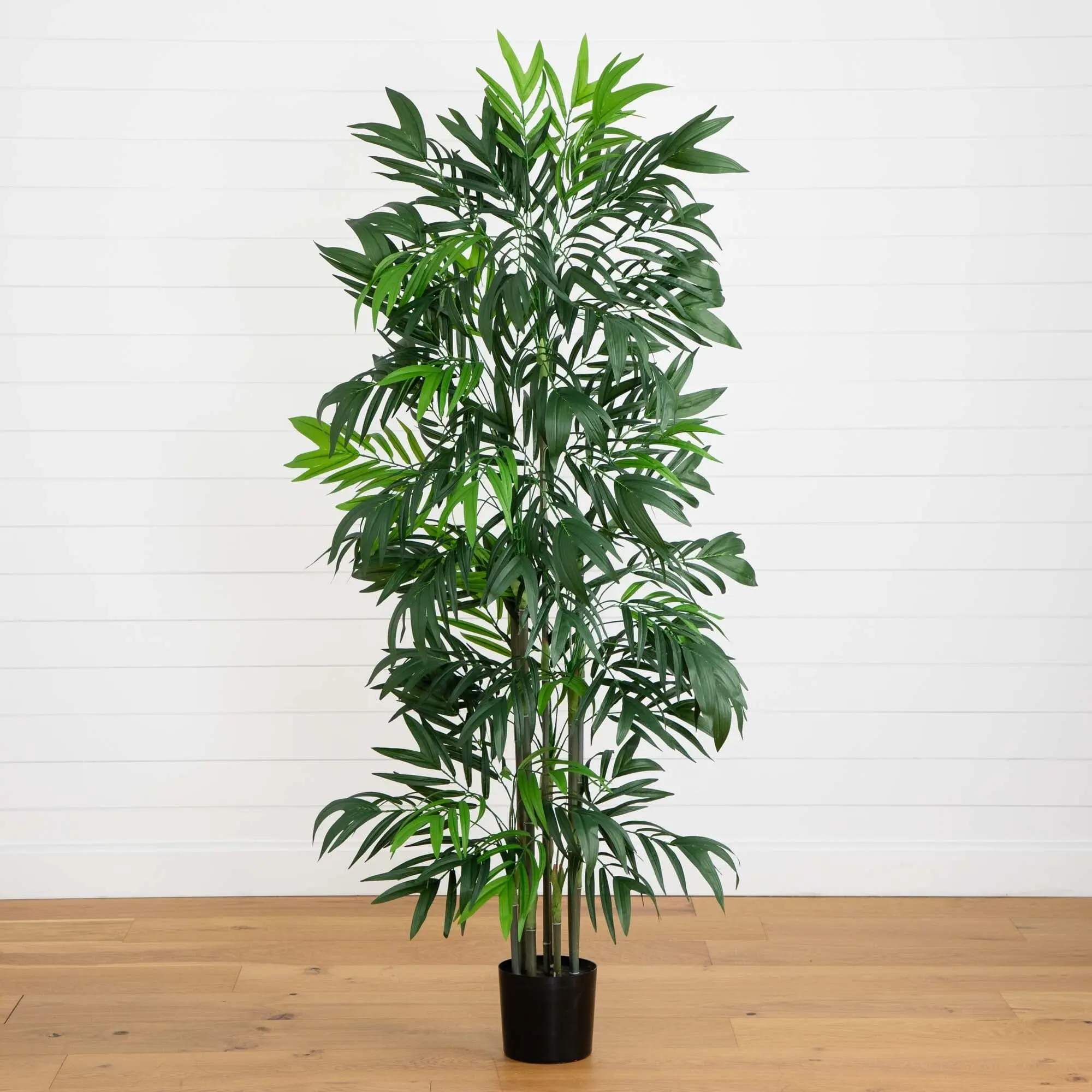 6ft Tall Basic Synthetic Bamboo Palm Artificial Tree with Silk Leaves - Color-Changing Decorative Potted Plant in Bamboo Tube for Indoor Home Decor, Indoor Decor