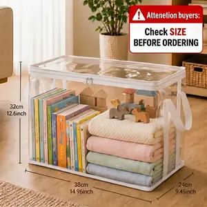 Heavy-Duty Large Clear Plastic Storage Box with Hinged Lid – Durable High-Capacity Organizer for Home, Camping, Travel, Attic & Moving Storage Solutions