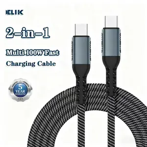 100W Type-C USB C to USB C Cable Fast Charging Compatible for iPhone 17 16 15 Pro Max Samsung Smartphone Port Device  with 5-Year Warranty