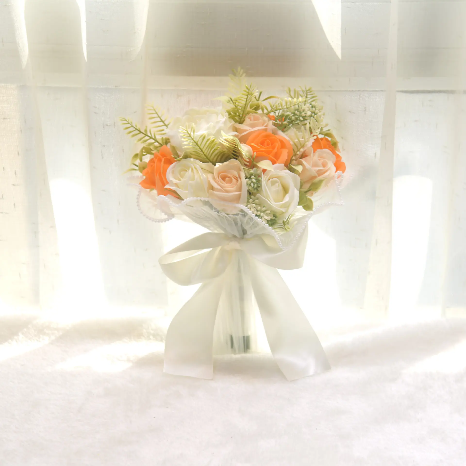 158 Peony Rose Soap Flower Orange