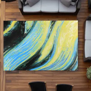 212 MAIN 5x7 ft. Wavy Abstract Blue Multicolor Magical Liquid Outdoor Rectangular Area Rug - Patio Rug (Model C1ROAR57BKUTLP), Multicolor Rug