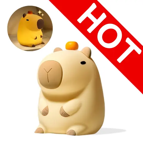 Capybara Cute Night Light,LED Squishy Novelty Animal Night Lamp,Capybara for Loved Ones and Friends,2 Levels Dimmable/Timer Nursery Nightlight for Kids, Rechargeable Touch Bedside Lamp, Bedroom/Dorm Decor, Baby Boys Girls Gifts
