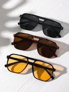 Vintage Simple Tinted Lens Sunglasses (3 Pairs), Outdoor Sports Sunglasses, Fashion Sunglasses for Men and Women, Travel Accessories, Trendy Beach Eyewear