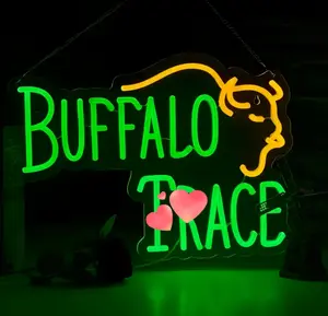 Whiskey Neon Sign for Bar Wall Decor, Buffalo Whiskey Dimmable Light Up Bar Signs for Man Cave Room Decor Bar Shop Pub Bistro Party Hotel Game Room Decor Gifts, USB Powered