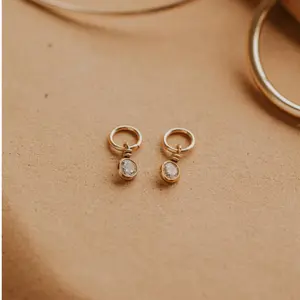 Hello Adorn Solitaire Hoop Earring Charms - Any Occassion Jewelry - Women's Fashion Accessory