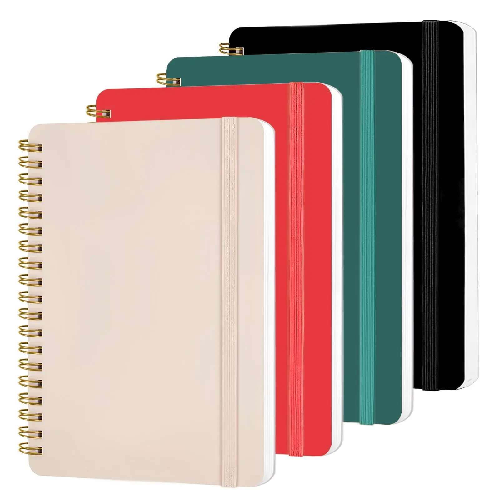 4 PCS 5x7 Spiral Notebook, Spiral Journal Notebook, 5x7 Notebooks for Work, Note Taking, School, Small Notebooks with Strap, Cute Notebooks for Women 50 Sheets