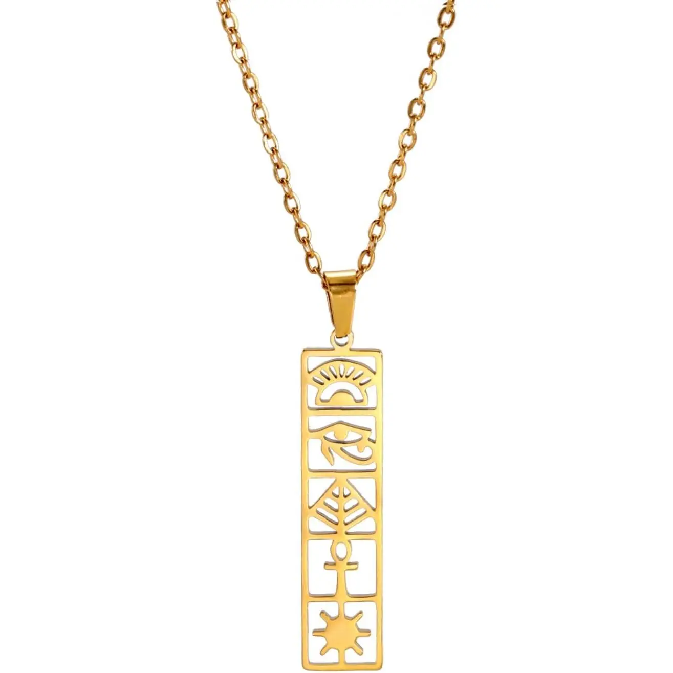 Cartouche Pendant Necklace for Women Eye of Horus/Ankh Cross Necklace Cartouche Personalized Name Necklace Hieroglyph Ancient Egyptian Amulet Jewelry Gift