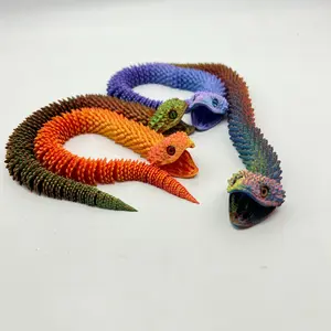 3D Printed Mini Snake Model, Articulating Animal Figurines, Moveable Joints, Realistic Eyes, Vibrant Scales, Durable Plastic Desktop Decoration, Unique Gift