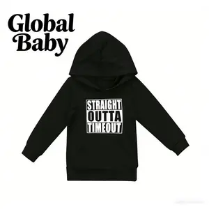 Global Baby Toddler Baby Long Sleeve Hood Pullover Fashion Letter Print Cotton Casual Sweatshirt The hooded sweatshirt can be chosen for spring and summer with a fashionable wool-lined
