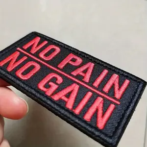 1PC 'NO PAIN NO GAIN' Meme Patch - Funny Embroidered Lettering Applique, Velcros Patch for Backpacks, Jackets, Vests, DIY Molle