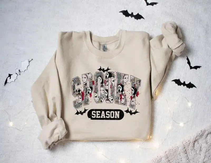 Spooky Season Shirt - Sweatshirt - Hoodie , Horor Halloween Sweatshirt , Ghost Shirt , Halloween Gift , Fall Crewneck Sweater, Halloween Party Shirt, Full Color, For Men, For Women, Casual, Classic Fashion, Full Sizes, - HUNTWEAR SHOP