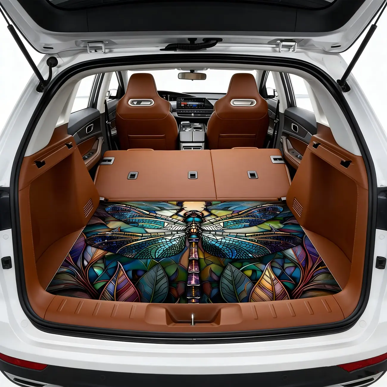 1 Classic Non-Slip Wear-Resistant Stain-Resistant Easy-to-Clean Dragonfly Pattern Car Trunk Mat - SUV, Car & Truck Interior Accessory, Family Gift, Floor Mats For Trucks, Car Mats Cars