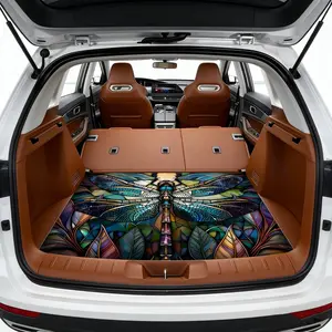 1 non-slip, wear-resistant, easy-to-clean floor mat with a dragonfly pattern - suitable for SUVs, cars and trucks, elegant interior accessory, car trunk mat, gift for family, Father's Day gift