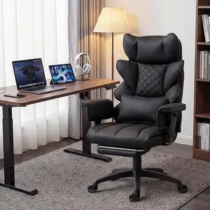 [Summervibes] Extra Large Ergonomic Massage Gaming Office Chair with Pocket Spring Cushion, High Back Recliner Desk Chair for Work, Gaming & Napping - Adjustable Armrests, Lumbar Support & Footrest