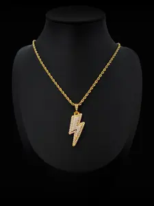 Lightning Design Pendant Necklace, Street Trendy Hip Hop Jewelry for Party, Daily Decor, Trendy All-match & Exquisite Jewelry for Birthday Gift