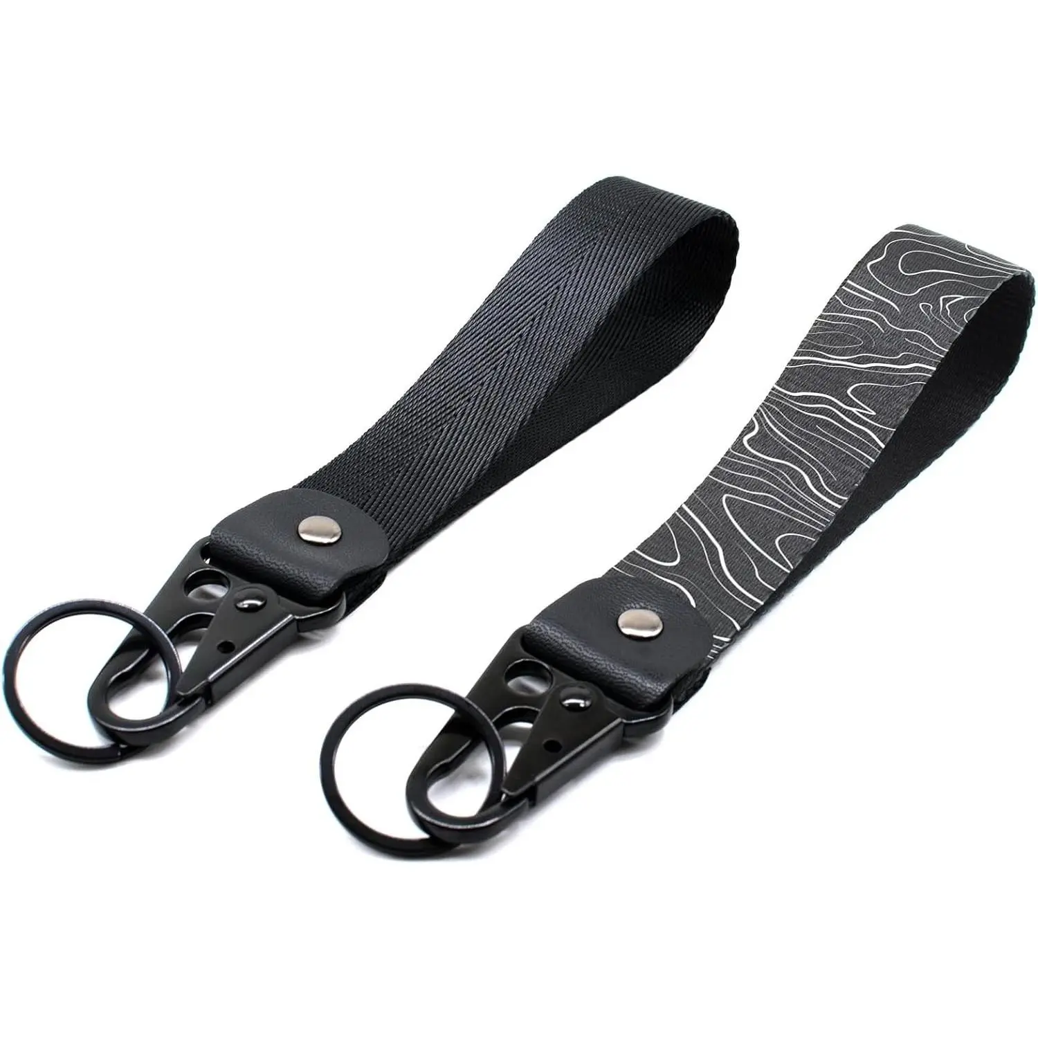 2 Pcs Classic Black & Floral Keychain Wristlet Lanyard for Women couples,Flower Wristlet Strap Hands-Free Wearable