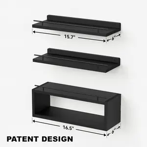 Floating Shelves for Wall with Cube Shelf, Wall Shelves with Metal Rail for Bathroom Decor, Bathroom Organizers and Storage, Over Toilet Shelves for Toilet