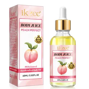 Ikzee Body Juice Oil 60ML Perfect Peach Flavor, Natural Scented Moisturizing & Hydrating Formula, Ideal for Daily Skin Care Routine