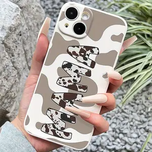 Straight Edge Cow Print "MAMA" TPU Pattern Case for iPhone 16 15 14 Pro Max 13 12 11 XR XS Plus Shockproof Non Slip Military-Grade Protection Silicone Cover