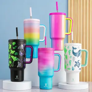 Meoky Classic 40oz Tumbler with Handle, Vacuum Insulated Stainless Steel, Leak-Proof Travel Mug with Straw, Non-Slip Base, Car Friendly, BPA-Free