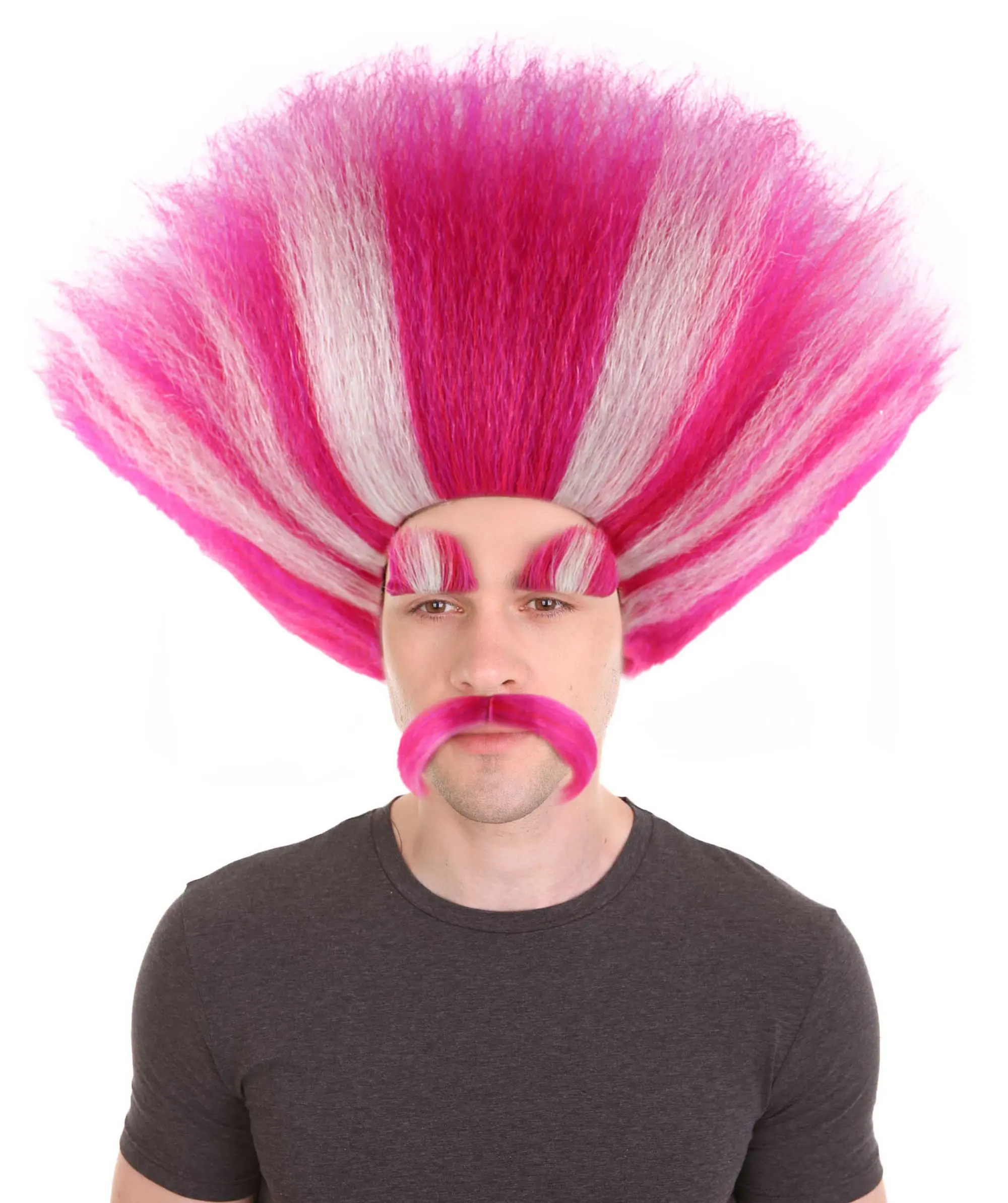 HPO Troll King Wig with Matching Eyebrows and Mustache - Adult Halloween Wigs
