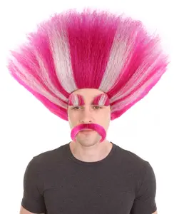 HPO Troll King Wig with Matching Eyebrows and Mustache - Adult Halloween Wigs