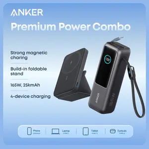 Anker 25,000mAh 165W Laptop Power Bank  with Built-In and Retractable Cables and Anker Magnetic Power Bank with 5,000mAh Capacity