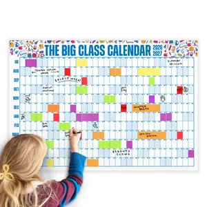 The Big Class Calendar - Academic Year - Large Academic Year Wall Calendar 2026-2027 - Dry Erase Planner with Stickers & Marker for Teachers, Students & Families
