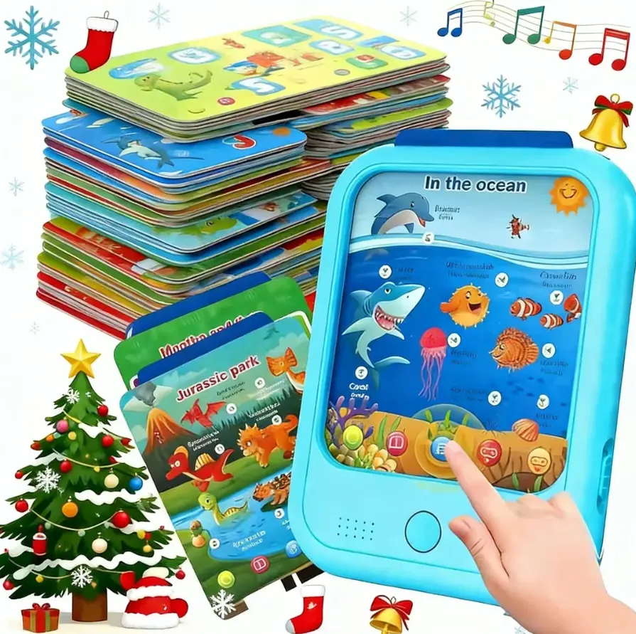 Screen-Free Toddler Learning Tablet Toy - Educational Pad for Ages 2-6, Interactive Preschool Toy with Alphabets, Numbers, Music, Time, Vehicles, Bilingual Learning, Toddler Gifts