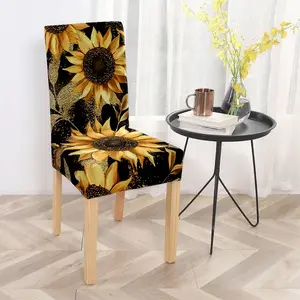 Sunflower - printed polyester chair covers, Dining Chair Slipcover, household items, suitable for dining - rooms, living - rooms, studies, bedrooms, cafes, meeting rooms, beautiful and durable