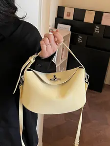 New French Simple Crossbody Bag Handbag, Daily Commuter Social Use, Spring Macaron Color Elegant Shoulder Bag for Women