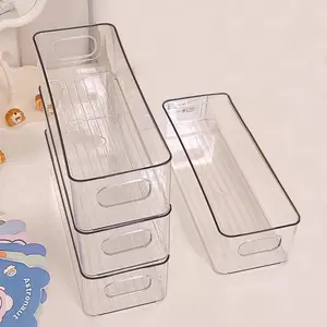[Peace]1PC Refrigerator Organizer Bins, Clear Stackable Plastic Food Storage Rack With Handles Eyelash Makeup Storage Box