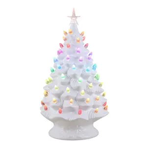 24 in. White Nostalgic Ceramic Tree with Light Show 24 in. White Nostalgic Ceramic Tree with Light Show
