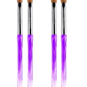 Kolinsky Nail Brush - Single Brush with Blue & Purple Handle, Ideal for Nail Polish Application