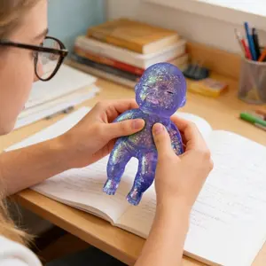10cm Colorful Transparent Baby Squeeze Fidget Toy, Soft Glitter Stress Relief Doll, Ideal Gift for Stress Relief & Fun