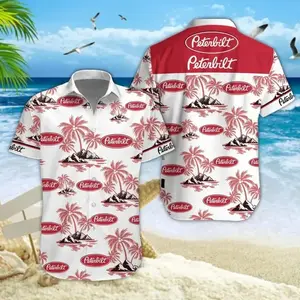 Peteerbilt Hawaiian Shirt, Truck Style Tropical Short Sleeve Shirt, Summer Aloha Button Down Shirt, Gift for Him or Her
