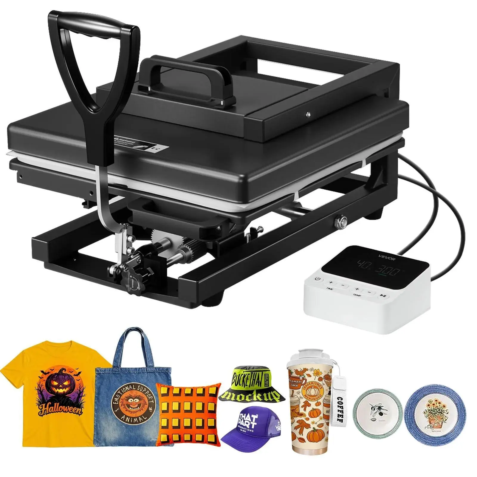 【DealsForYouDays】VEVOR Hybrid Heat Press,  , 15 x 15 inch, 5-in-1 Multifunction, Heat Up Fast and Even, All-New Patented Design, Easy to Control, Sublimation Press Machine for T-shirts/Mugs/Tumblers/Caps/Plates, Black