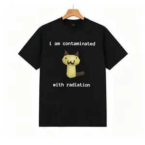 Funny Cat Meme "I Am Contaminated with Radiation" Vintage Cotton T-Shirt, Unisex Short Sleeve