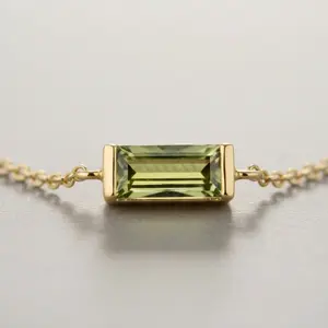 Dainty Horizontal Baguette Cut Ruby Necklace by Stella Amoré