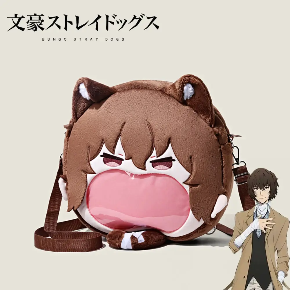Anime Bungo Stray Dogs Dazai Osamu Cospaly Backpack Student School Bag Cute Plush Shoulder Bag Brown Handbags Props