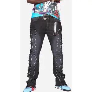 Men’s Stacked Jeans – Black Premium Streetwear Denim for Modern Style and Comfort