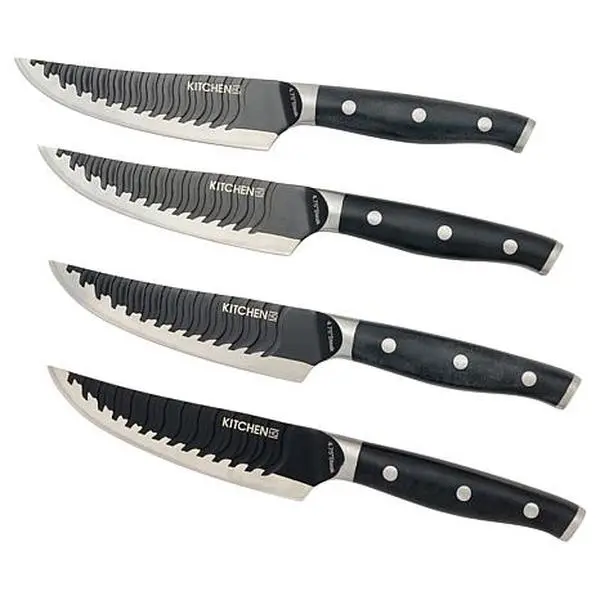 KitchenHQ 4-piece Wavy Edge Nonstick Steak Knife Set