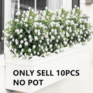 10 Counts UV Resistant Artificial Flowers For Outside, Multicolor Plastic Fake Plants, Ideal for Valentine's Day Garden Porch Window Sill Decor