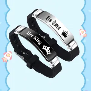 Couple Crown Letter  Bracelet, Couple Bracelet Set,Crown Couple Bracelet，Personalized Couple Bracelet, Adjustable Silicone Bracelet,  Party Gift, Birthday Gift,Durable And Minimalist Style, Can Be Worn In Daily Life