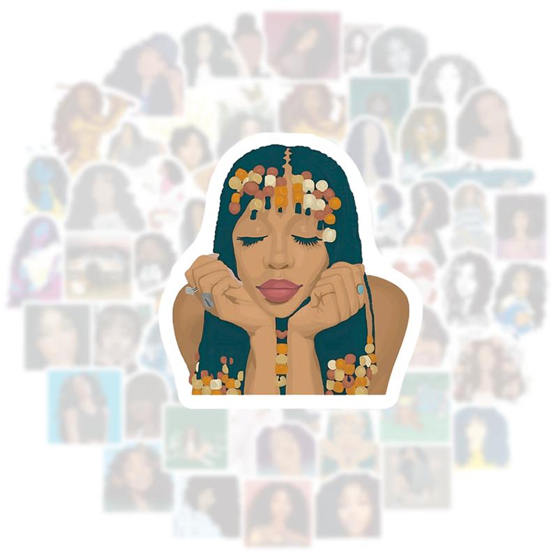 60pcs SZAAAA Stickers Singer Merch, Creative Vinyl Decals for Laptops, Notebooks & Wall Decor, Waterproof Material, Strong Adhesive Backing, Unique Art Collection for Fans