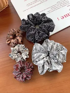 Vintage Paisley Pattern Hair Ties, Bohemian Style Multi-Color Floral Designs, Unique Vintage Hair Accessories, 2/3pcs Set