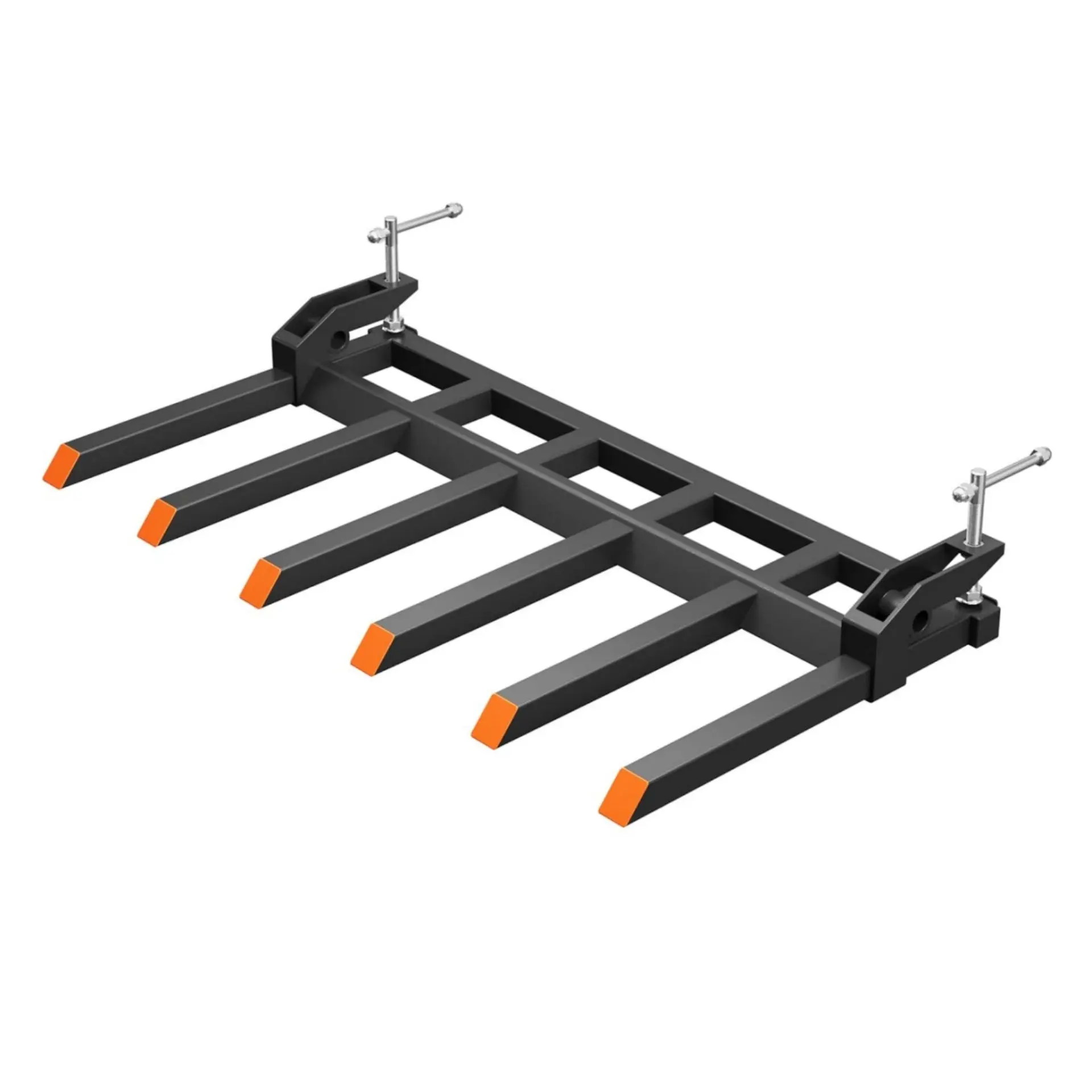 GARVEE Debris Fork - 58" Heavy-Duty Quick Connect Clamp-On Tractor Tool, 4000 LBS High-Strength Steel with Pull-Bolts & Bucket Clip, 60" Bucket Compatible, No-Drill Skid Steer Attachment, 42 lbs, 58x31in, 59.65x32.68x6.89in Debris Clearing Tool