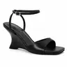 BERNESS Kaylani Women's Leather Open Toe Wedge Sole Sandals - Sculpted Ankle Strap Platform Heels, Formal Elevated Multi-Function Daily Wear Shoes