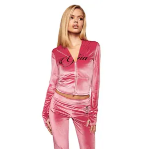 BLARE VELOUR POCKET HOODIE - PINK